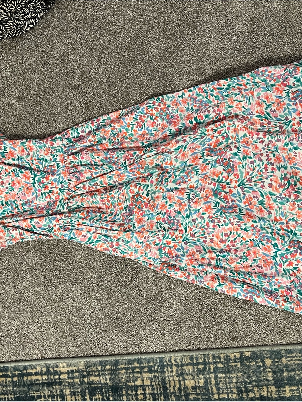 NWOT jcrew Floral Square-Neck Midi Dress in Pink & Mint - Picture 5 of 6